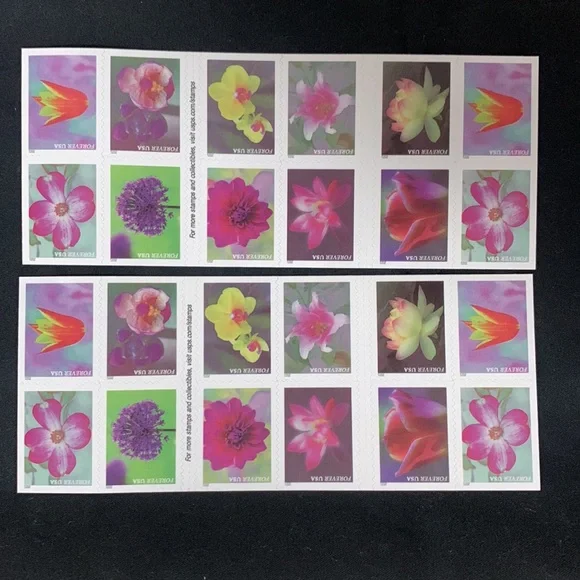 Vibrant Floral Design Stamp Set - Purple and Green